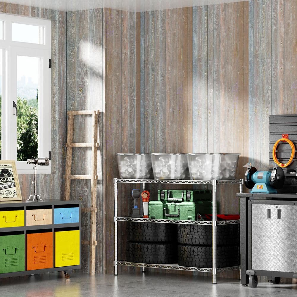 3-Tier Heavy Duty Steel Storage Rack, 350 lbs. Per Shelf Wire Shelf, Rust-Resistant for Kitchen/Laundry/Garage in Chrome - Hercitys