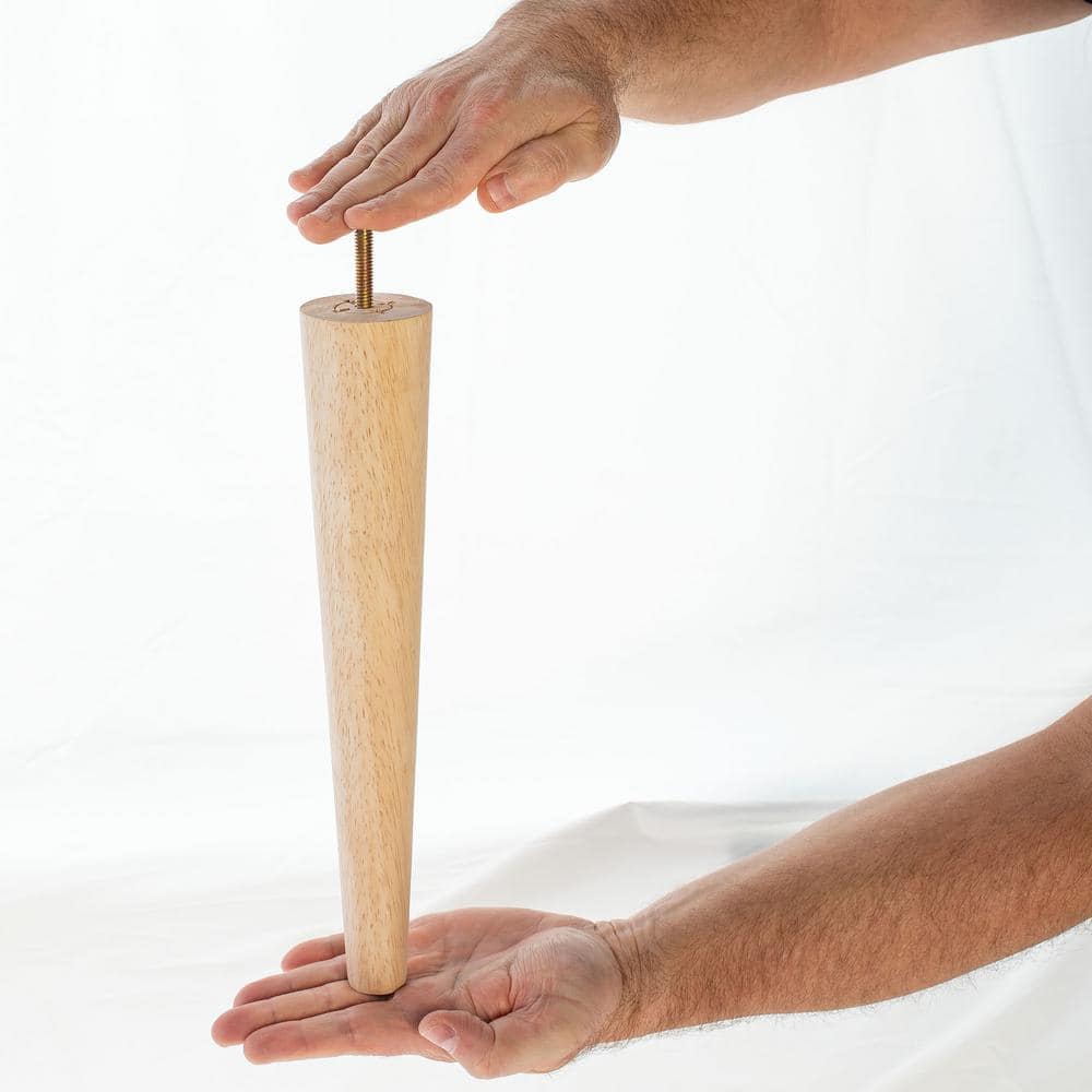 12 in. x 2-1/8 in. Mid-Century Unfinished Hardwood Round Taper Leg (4-Pack) - Hercitys
