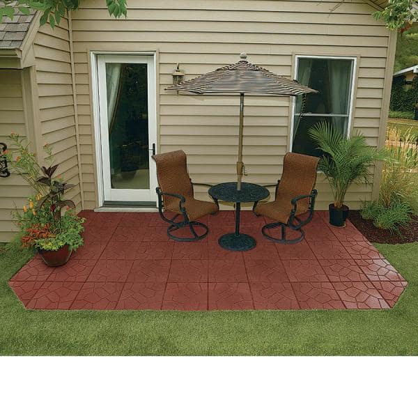 16 in. x 16 in. x 3/4 in. Red Dual-Sided Rubber Paver (9-Pack) - Hercitys