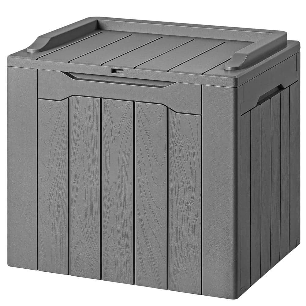 30 Gal. Grey Resin Deck Box Outdoor Indoor Waterproof Storage Box for Outdoor Storage - Hercitys