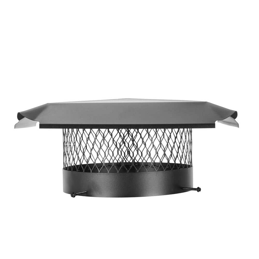 12 in. Round Bolt-On Single Flue Chimney Cap in Black Galvanized Steel - Hercitys