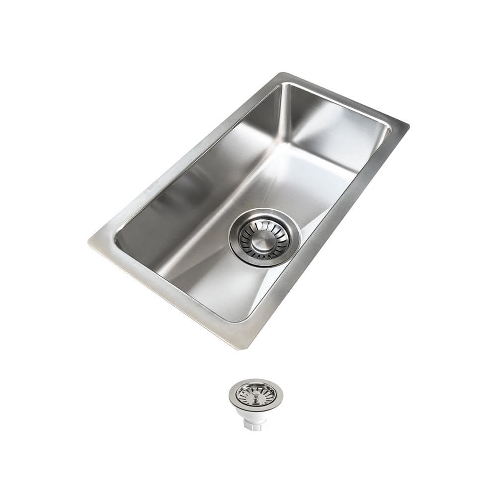 18-Gauge Stainless Steel 9 in. Undermount Bar Sink with Basket Drainer - Hercitys