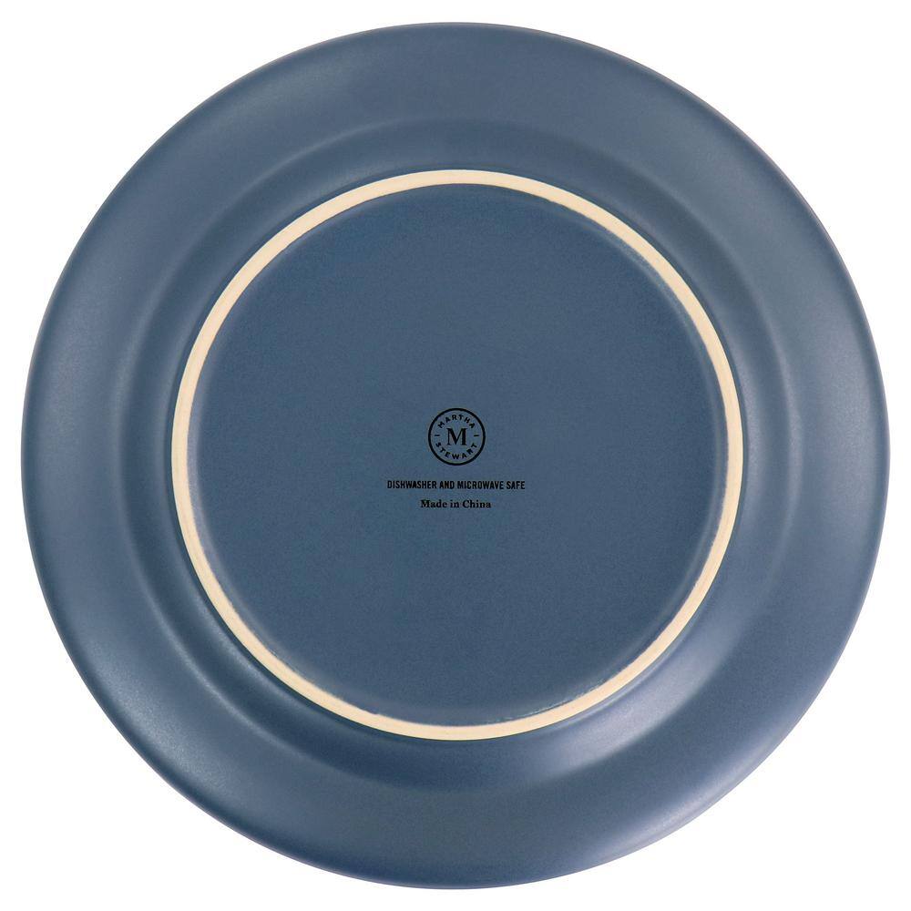 4 Piece 8.3 in.  Round Stoneware Salad Plate Set in Blue Speckle - Hercitys