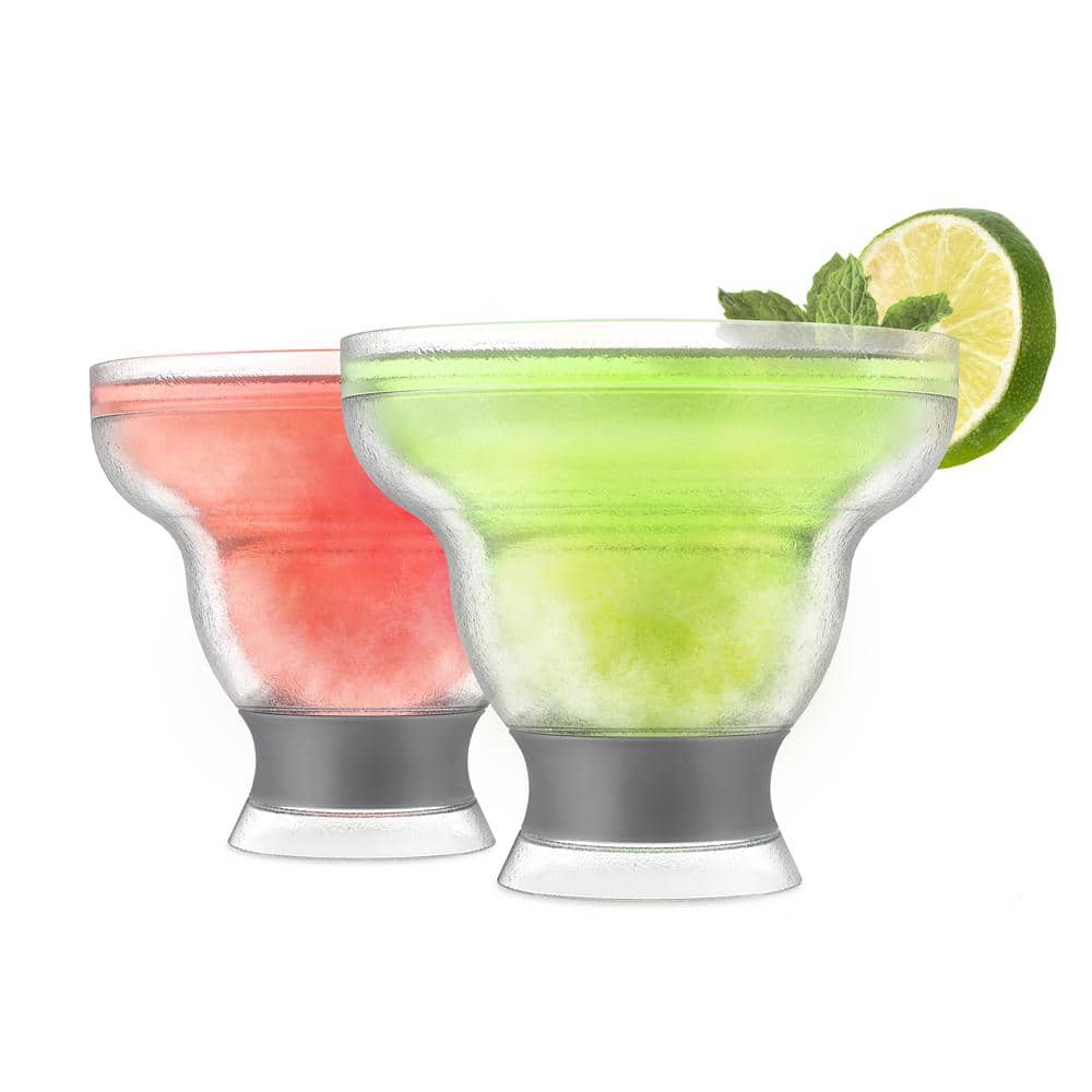 12 oz. Grey Freeze Stemless Margarita Glass Insulated Gel Chiller, Double Wall Froz.en Cocktail Cups (Set of 2) - Hercitys