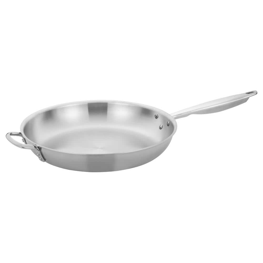 14 in. Triply Stainless Steel Frying Pan with Helper Handle - Hercitys