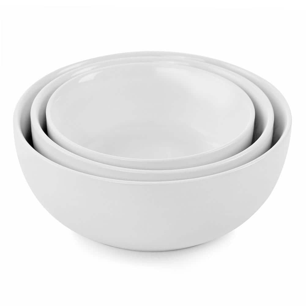 4-Piece White Bowl Set with Metal Rack - Hercitys