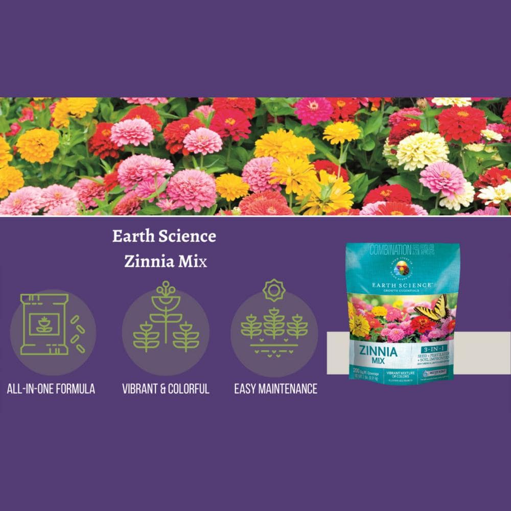 2 lbs. Zinnia All-In-One Wild Flower Mix with Seed, Plant Food and Soil Conditioners - Hercitys