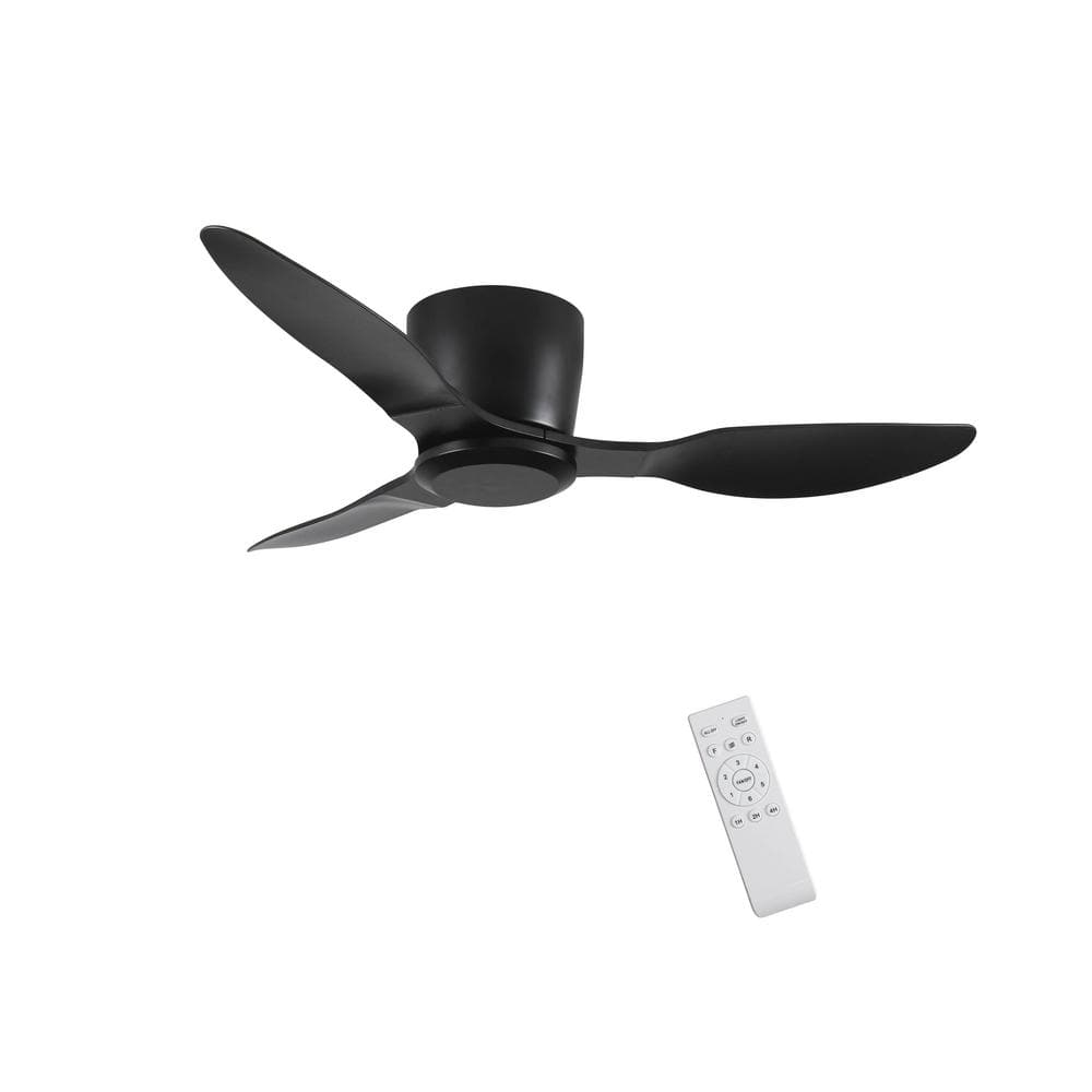 40 in. W Indoor/Outdoor Black Flush Mount Ceiling Fan with 6 Speeds Reversible DC Motor, No Light - Hercitys