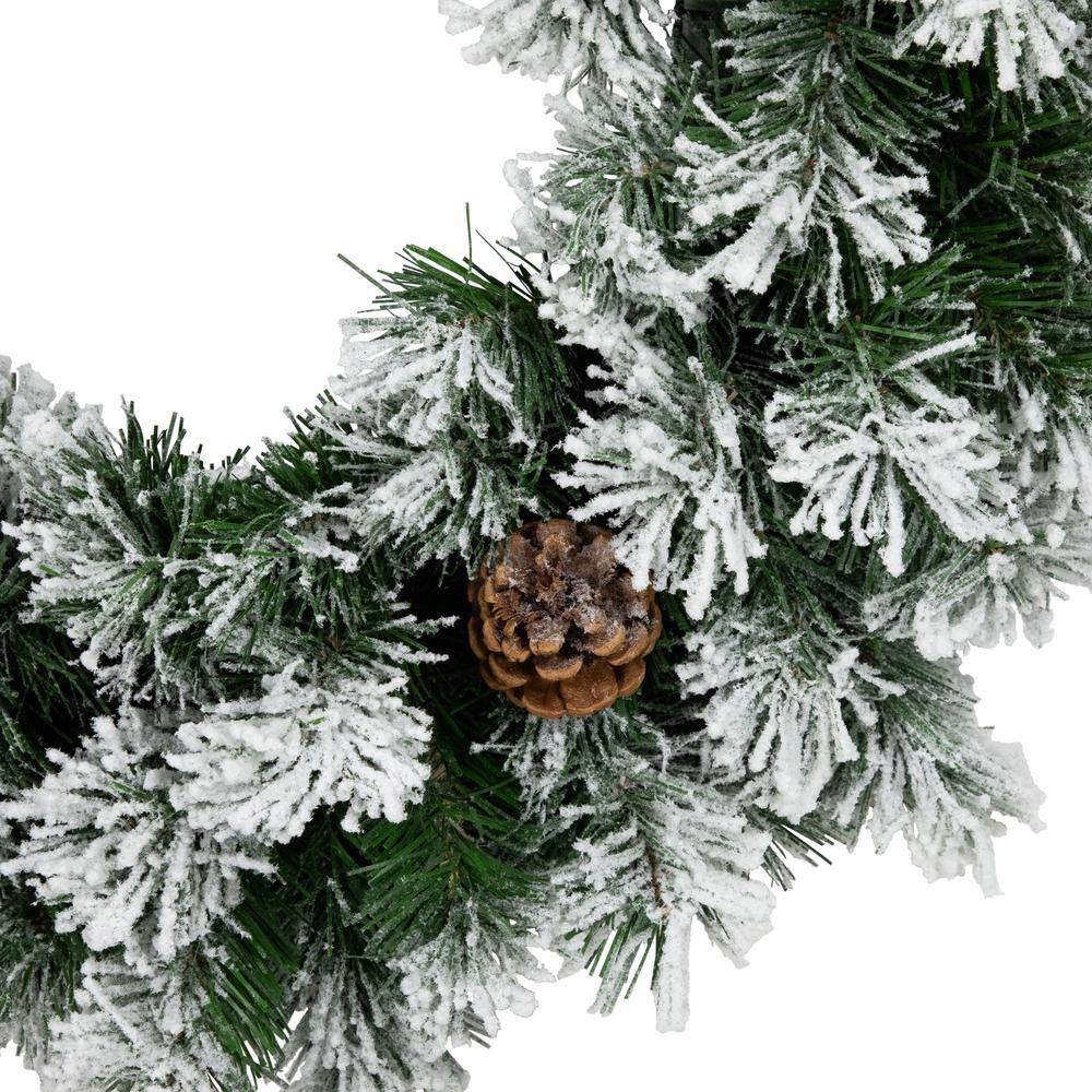 36 in. Flocked Angel Pine with Pine Cones Artificial Christmas Wreath - Hercitys