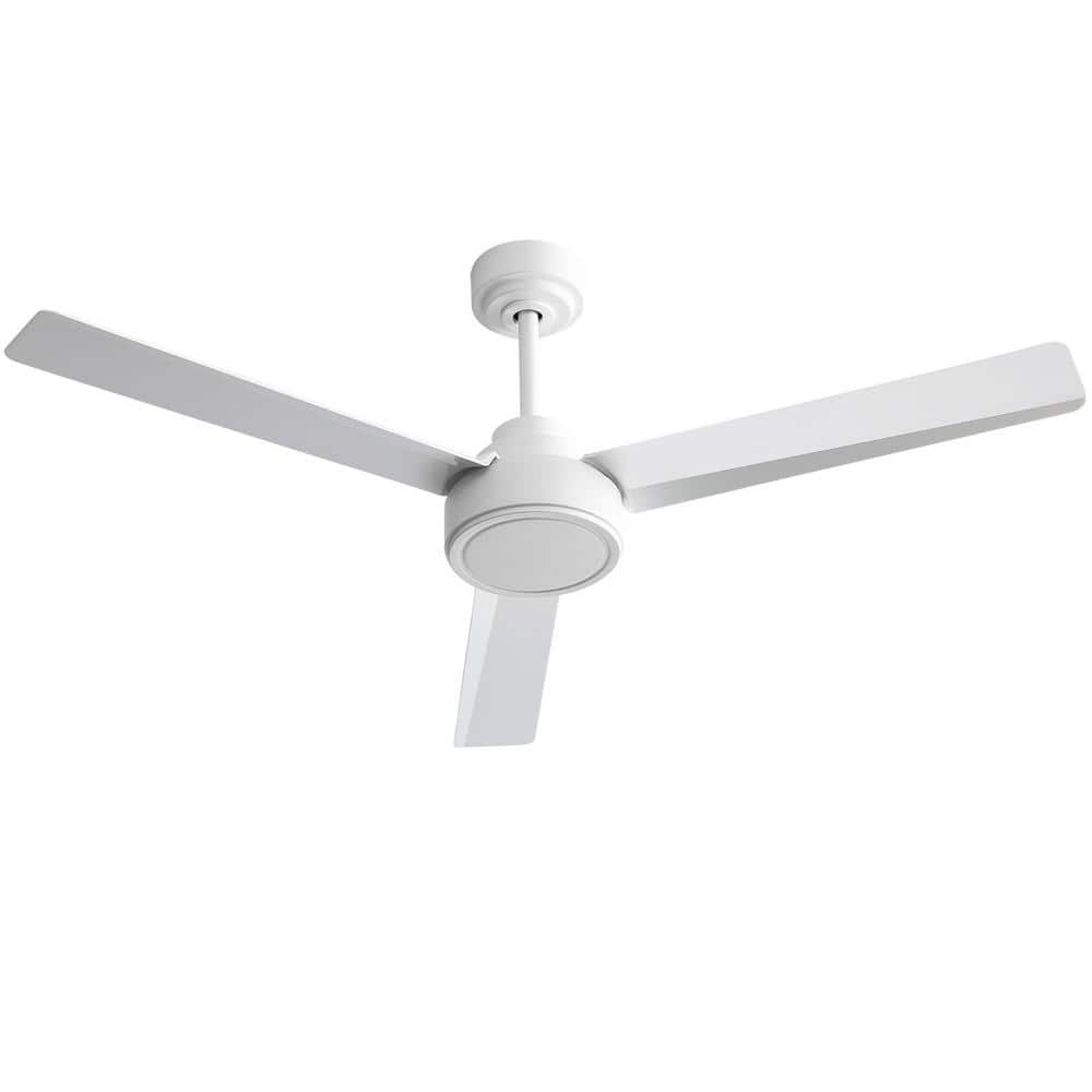 52 in. Indoor/Outdoor Modern White Downrod Ceiling Fan without Lights, 6-Speed Remote Control - Hercitys