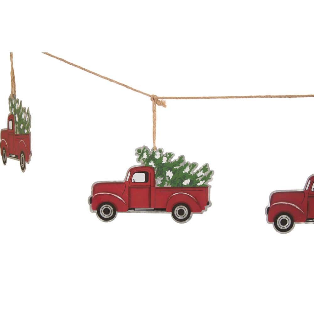 5.9 ft. L Metal Red Truck Garland - Hercitys