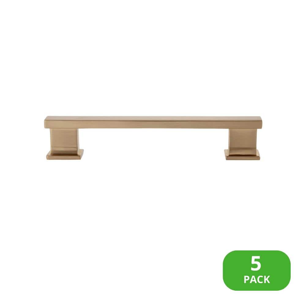5-Pack High Desert 4-3/4 in. (121 mm) Center-to-Center Classic Satin Brass Bar Drawer Pull - Hercitys