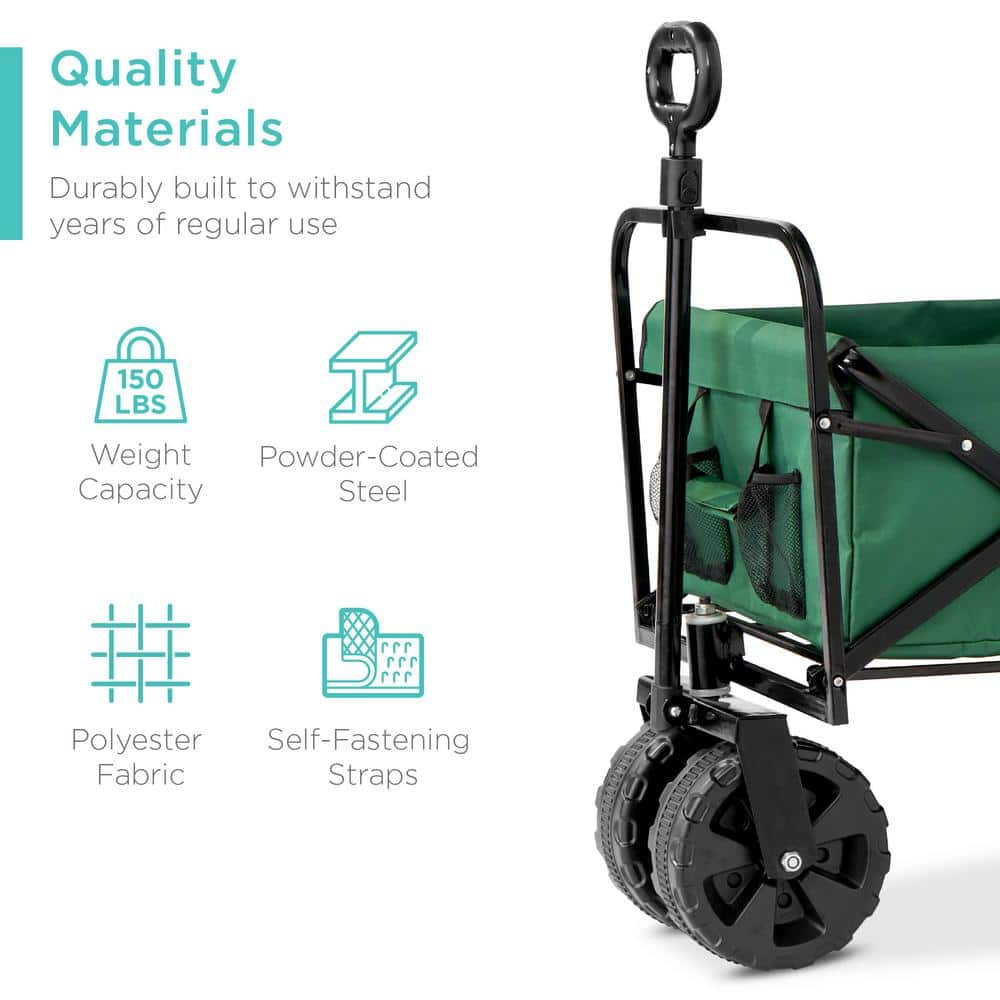 3.3 cu. ft. Folding Multi-Purpose Indoor Outdoor Fabric Garden Cart with Swivel Wheels, Adjustable Handle - Hercitys