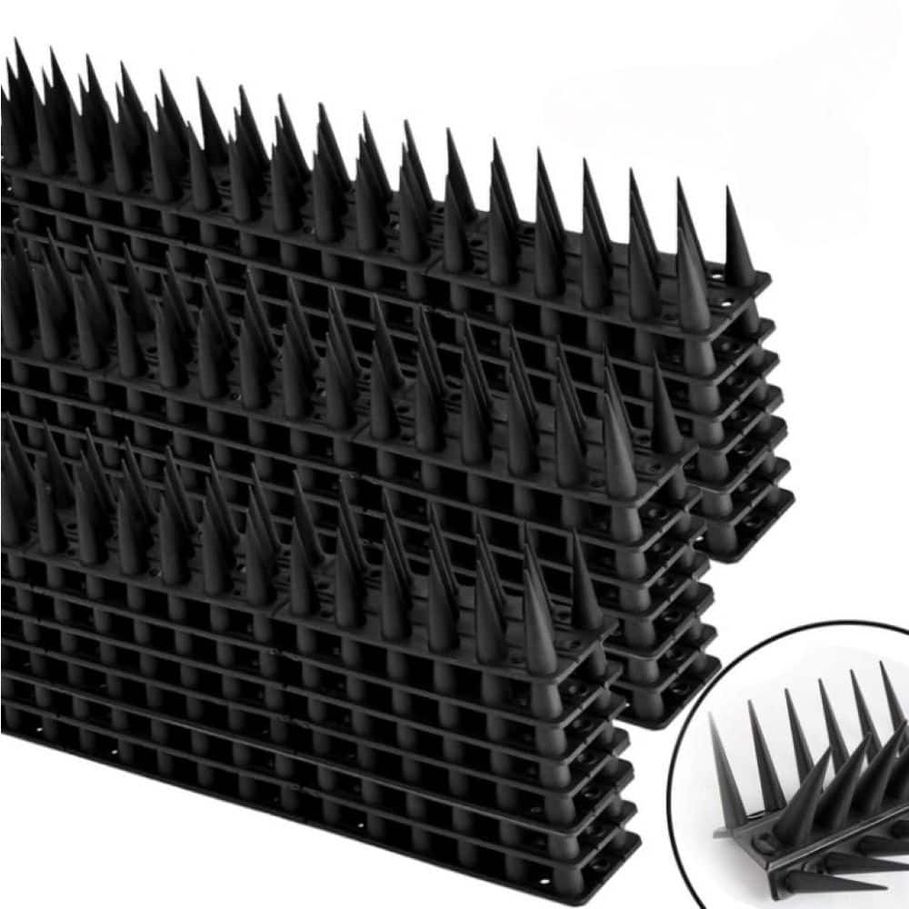 12 in. x 1.73 in. Plastic Bird Spikes Deterrent for Squirrel Cat Raccoon Animal for Outside Fences and Roofs (20-Pack) - Hercitys