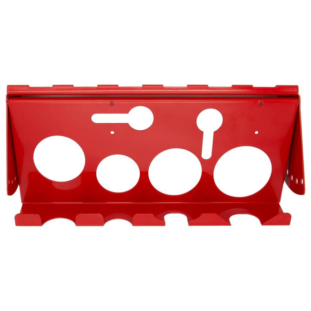 13.25 in. W x 6.4 in. D x 5.25 in. H Removable, Adjustable Steel Power Tool Rack Accessory, Red - Hercitys