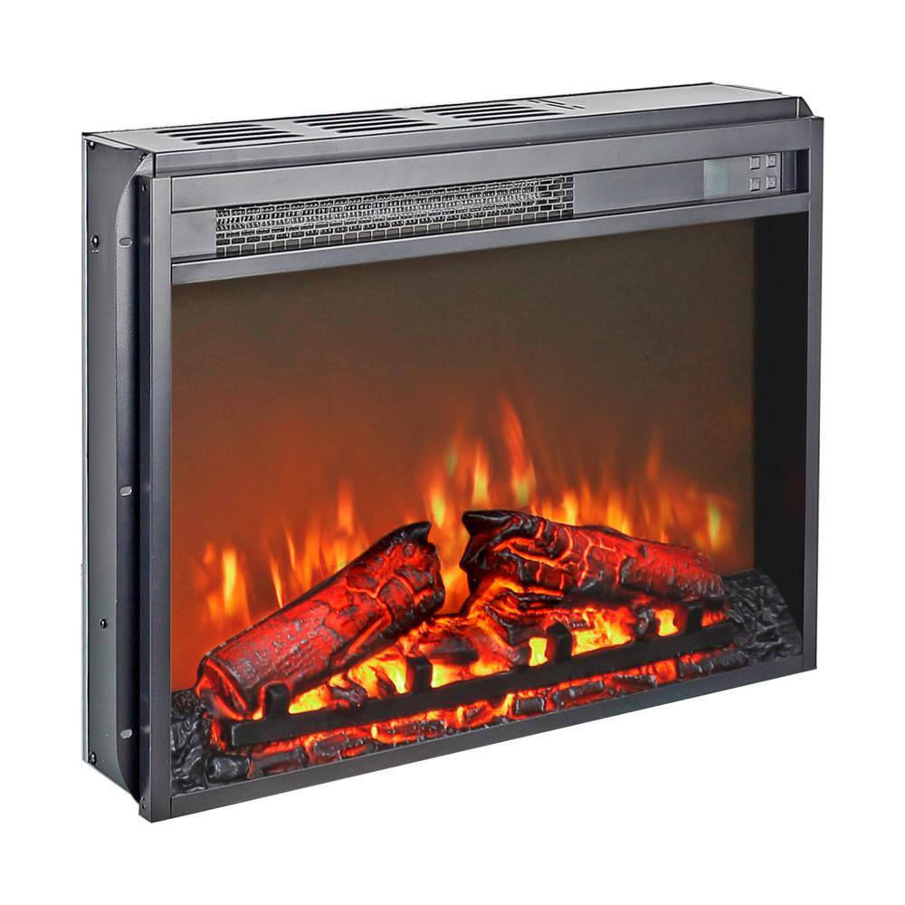 24 in. Wall Mount Electric Fireplace Insert in Black with Tempered Glass, Remote Control, Timer - Hercitys