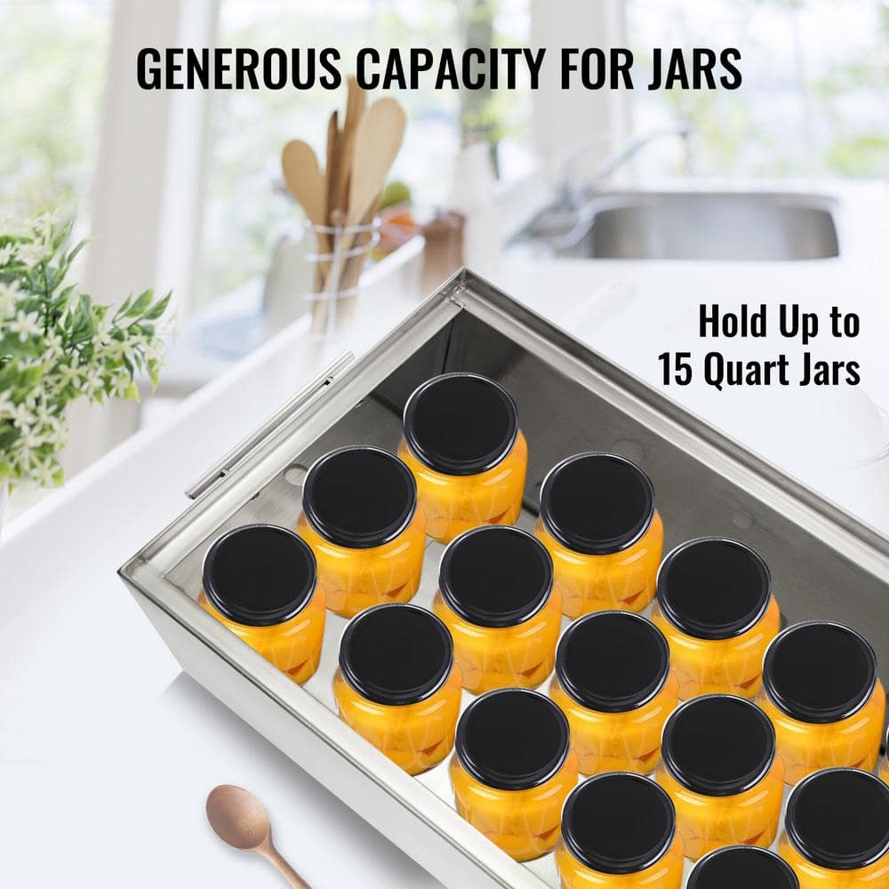 15 qt. Water Bath Canner Pot 1-Piece Silver Stainless Steel Gas Canning Preserving Set with Flat Bottom - Hercitys