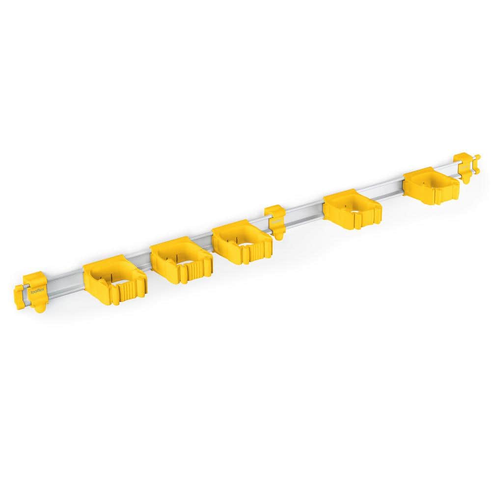 37 in. Universal Garage Storage Rail System with 5 Yellow One-Size-Fits-All Holders - Hercitys