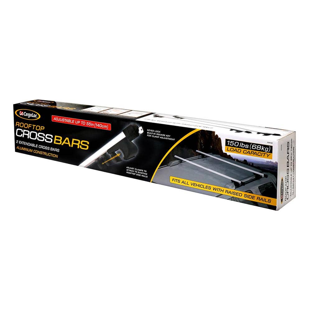 2-Piece Adjustable Roof Top Cross Bar Set, for Use with Existing Raised Side Rails Only - Hercitys