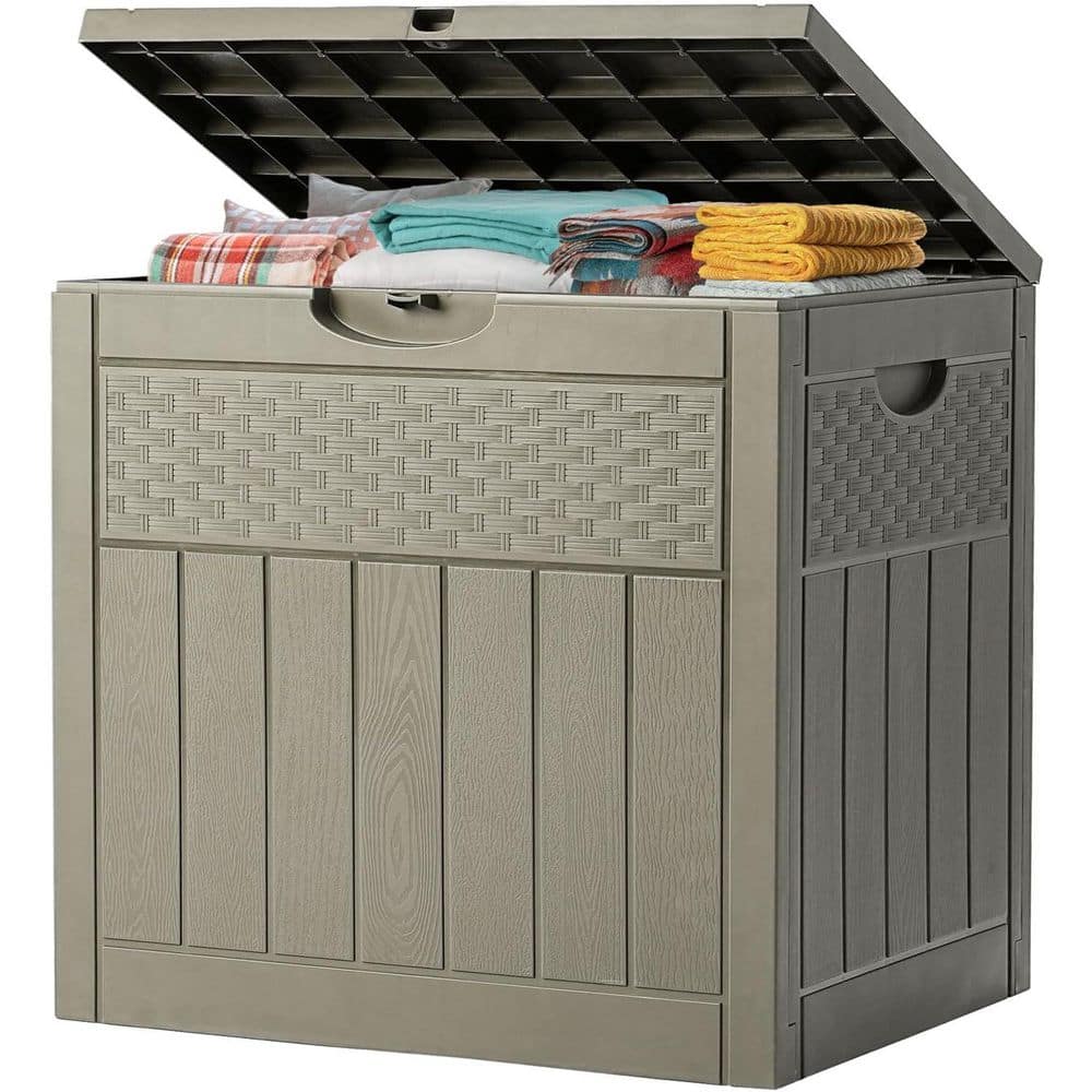 33 Gal. Khaki Resin Deck Box with Lockable Lid - Hercitys