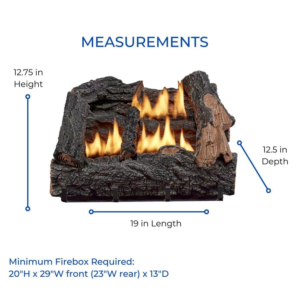 18 in. 30,000 BTU Manual Control Country Oak Vent Free Dual Fuel Gas Log Set - Hercitys