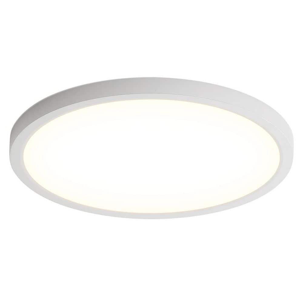 12 in. 20-Watt Modern White LED Integrated Flush Mount with White Acrylic Shade - Hercitys