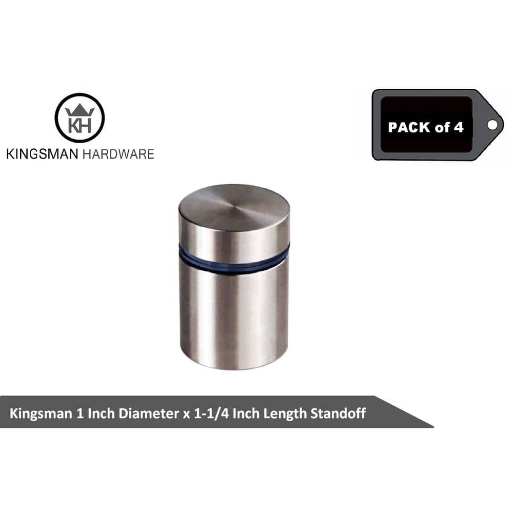 1 in. Dia x 1-1/4 in. L Stainless Steel Standoffs for Signs (4-Pack) - Hercitys
