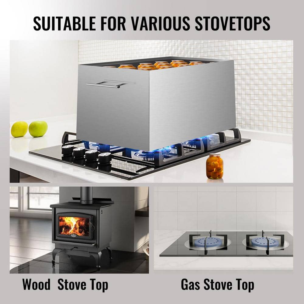 15 qt. Water Bath Canner Pot 1-Piece Silver Stainless Steel Gas Canning Preserving Set with Flat Bottom - Hercitys