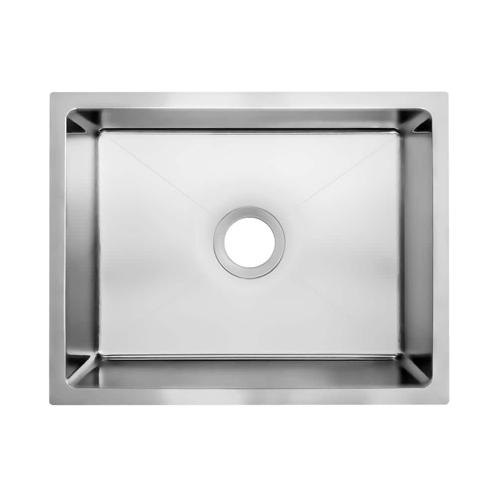 23 in. Undermount Single Bowl 18-Gauge Stainless Steel Kitchen Sink with Tiny Radius - Hercitys