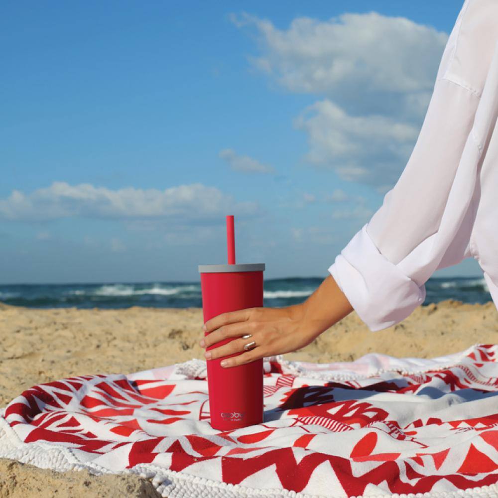 27 oz. Double Walled Vacuum Insulated Red Stainless Steel Travel Tumbler - Hercitys