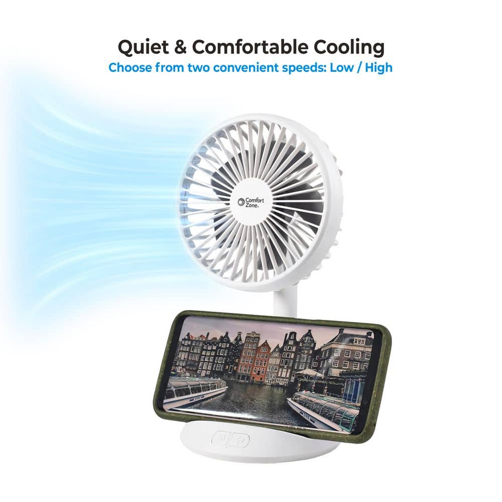 4 in. 3-Speed Personal Fan with Phone Charger - Hercitys