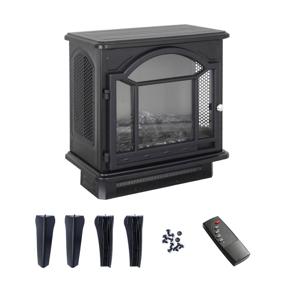 10 in. Freestanding Electric Infrared Quartz Fireplace Stove with Remote Control - Hercitys