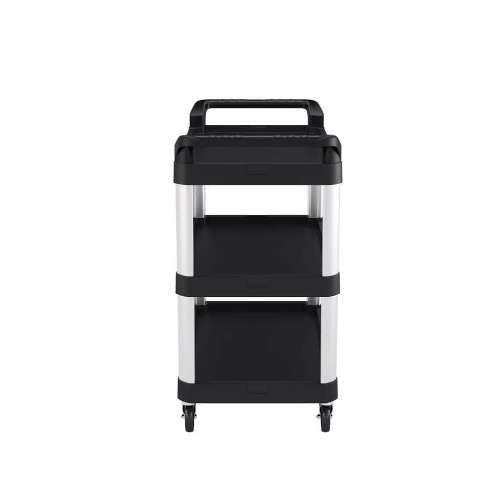 3-Shelf Plastic Wheeled Service Cart - Hercitys