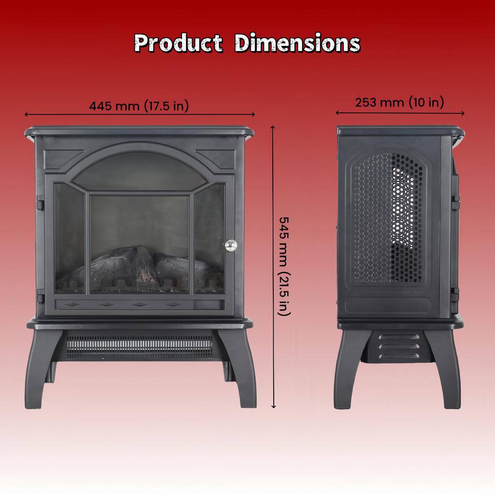 1500-Watt Antique Black 3D Electric Radiant Cabinet Infrared Space Heater with Remote Control and Auto Shut Off - Hercitys
