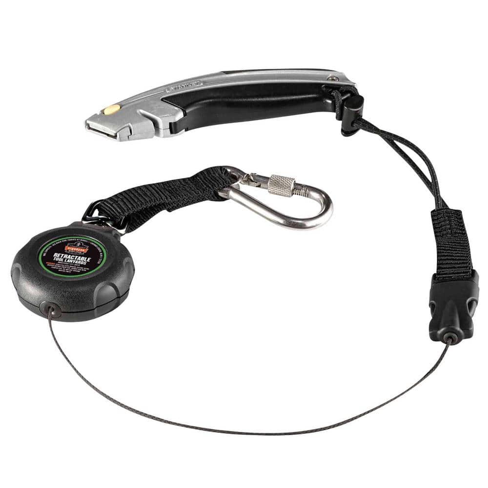 2lb Squids 3001 Standard Black Retractable Single Carabiner with loop end - Hercitys