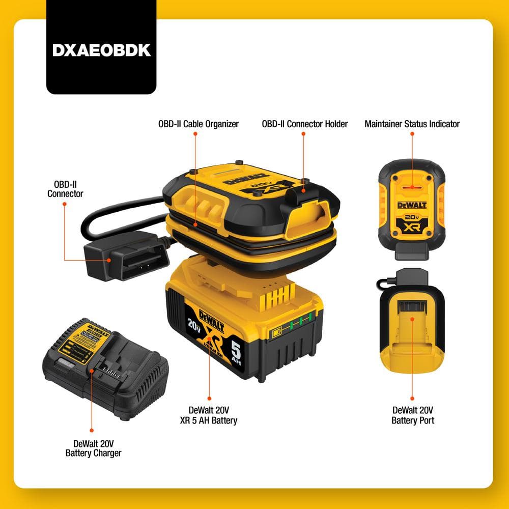 12V Auto Battery Maintainer Includes 20V x R 5AH Battery, DCB115 Charger - Hercitys