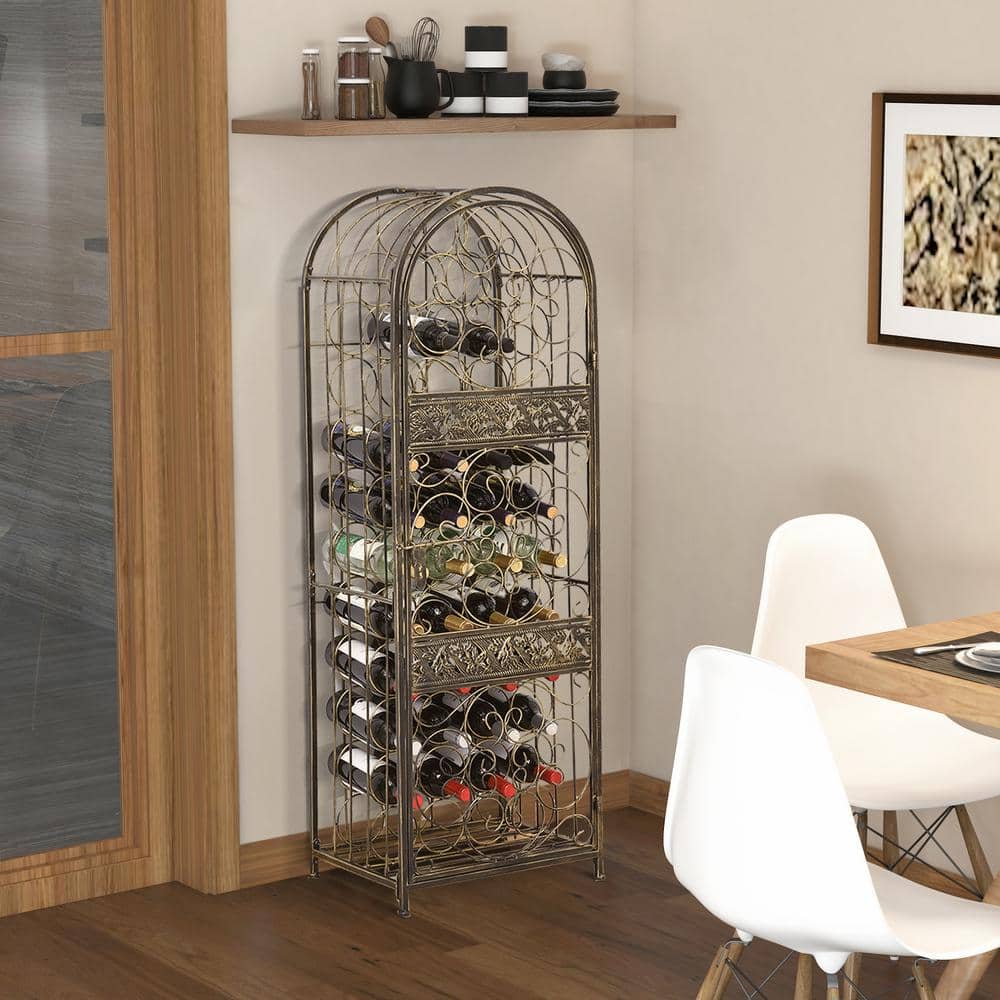 45 Bottle Wrought Iron Wine Rack Jail with Lock - Hercitys
