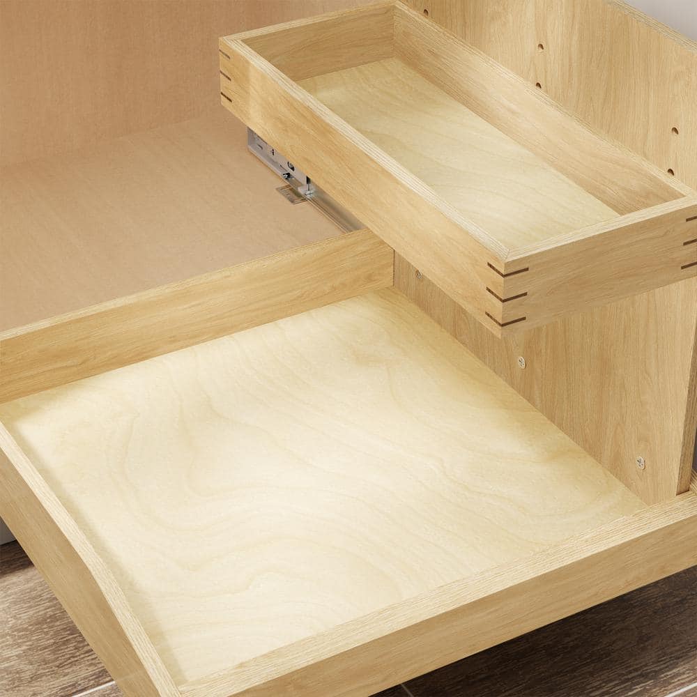 22.5 in. W Adjustable Wood Under Sink Caddy Slide-Out Shelf with Soft Close - Hercitys