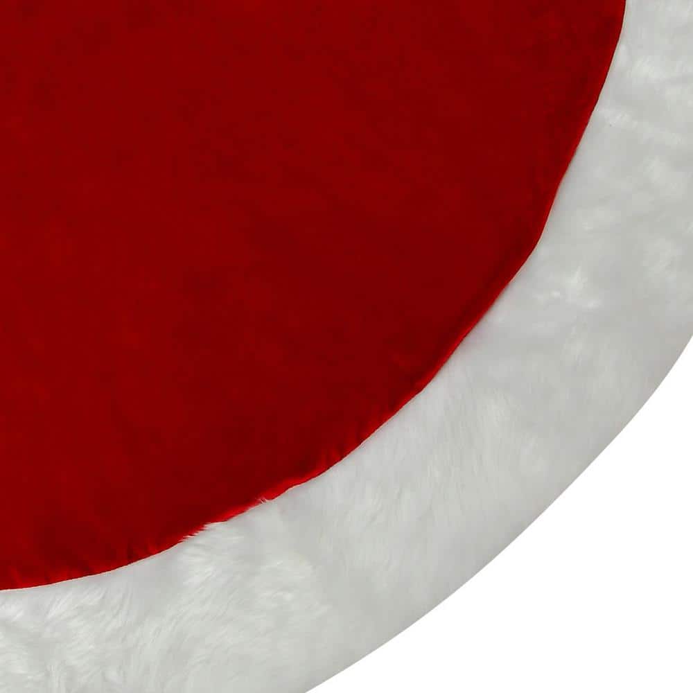 54 in. Burgundy Velvet Fabric Christmas Tree Skirt - Hercitys