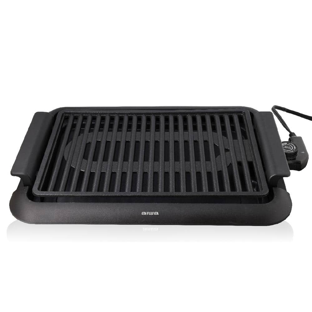 1200-Watt Indoor Smokeless Grill 5 Temperature Settings Cleaning, Black Ceramic Nonstick Skillet - Hercitys