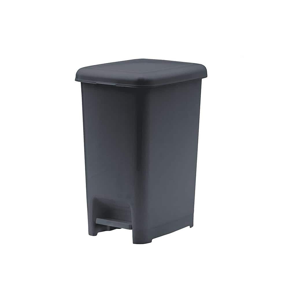 10.5 Gal. Grey Plastic Slim Pedal Step On Trash Can - Hercitys