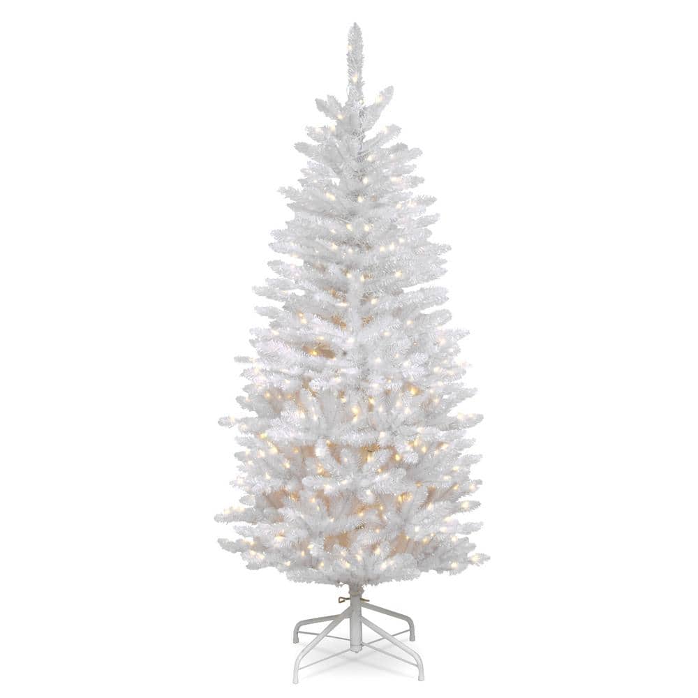 4.5 ft. Kingswood White Fir Pencil Artificial Christmas Tree with Clear Lights - Hercitys