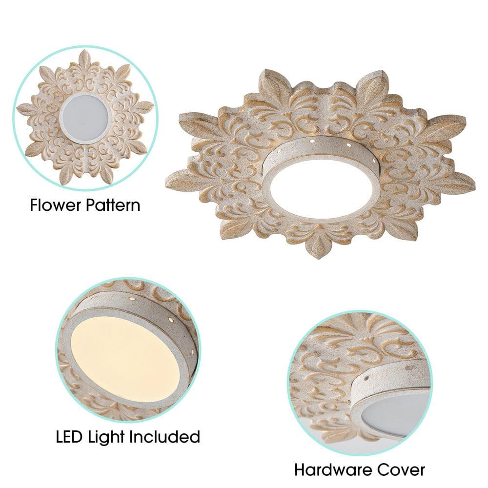 21.65 in. 16-Watt Modern White Dimmable Flower Shape LED Light Flush Mount with Acrylic Shade - Hercitys