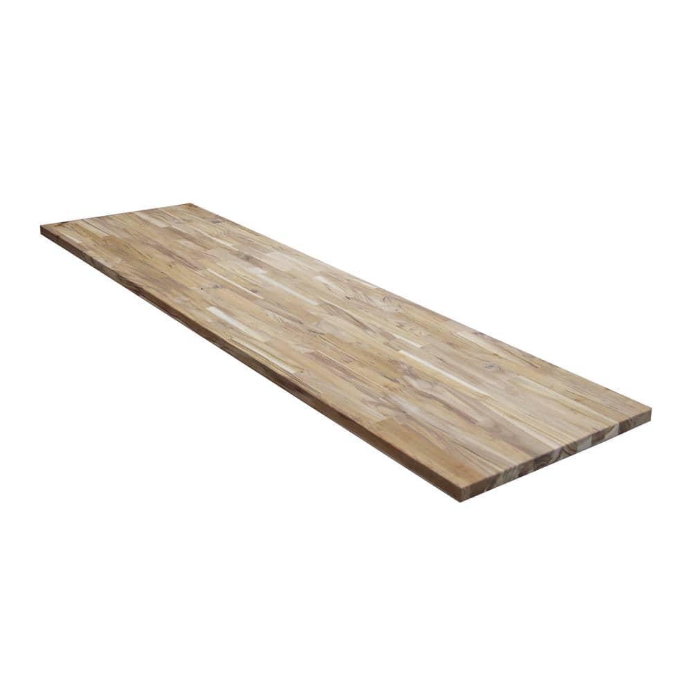 4 ft. L x 25 in. D Unfinished Teak Solid Wood Butcher Block Countertop With Square Edge - Hercitys
