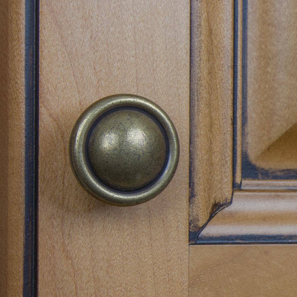 1-1/8 in. Dia Antique Brass Round Ring Cabinet Knob (10-Pack) - Hercitys