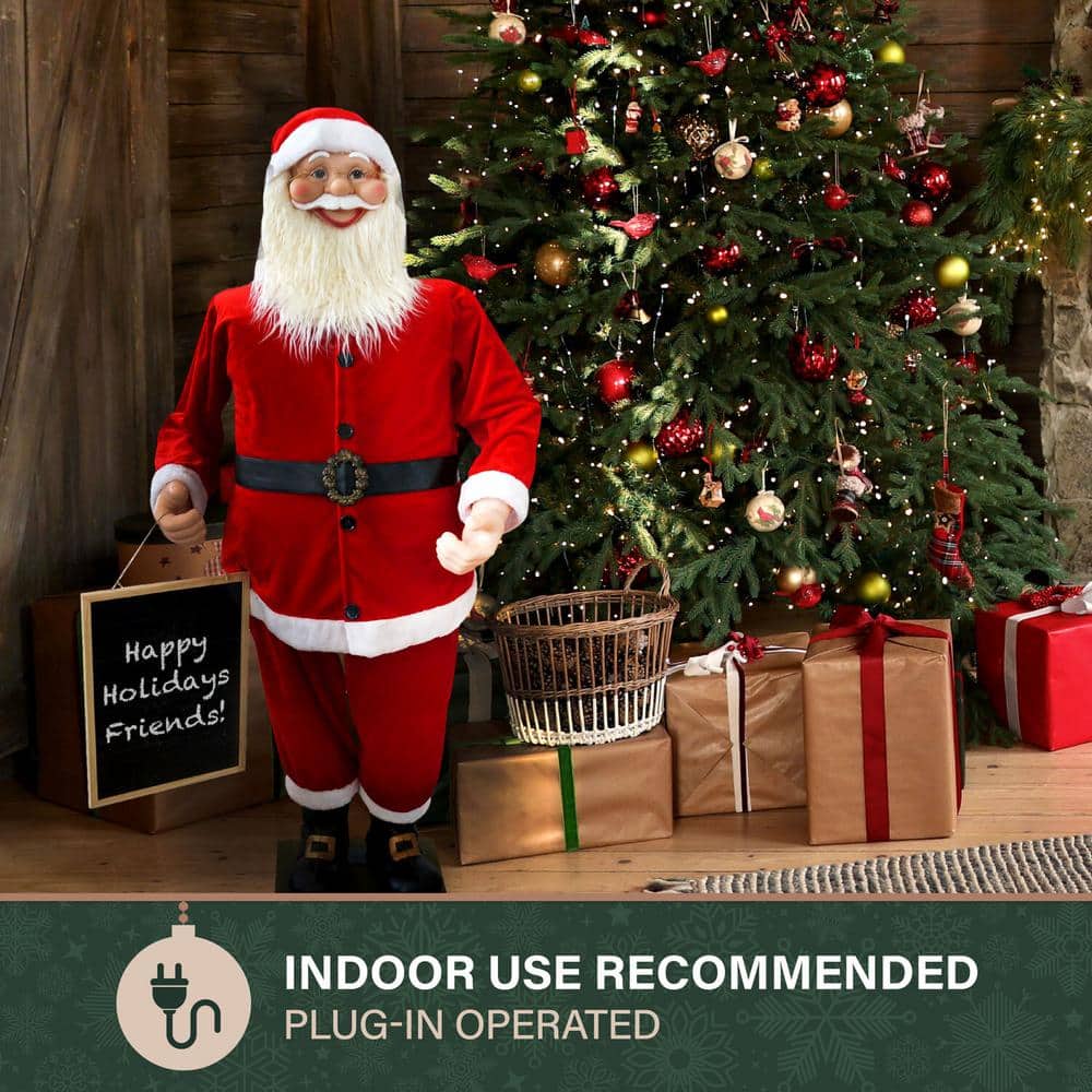 58 in. Musical Christmas Santa Claus Holding a Chalkboard - Hercitys