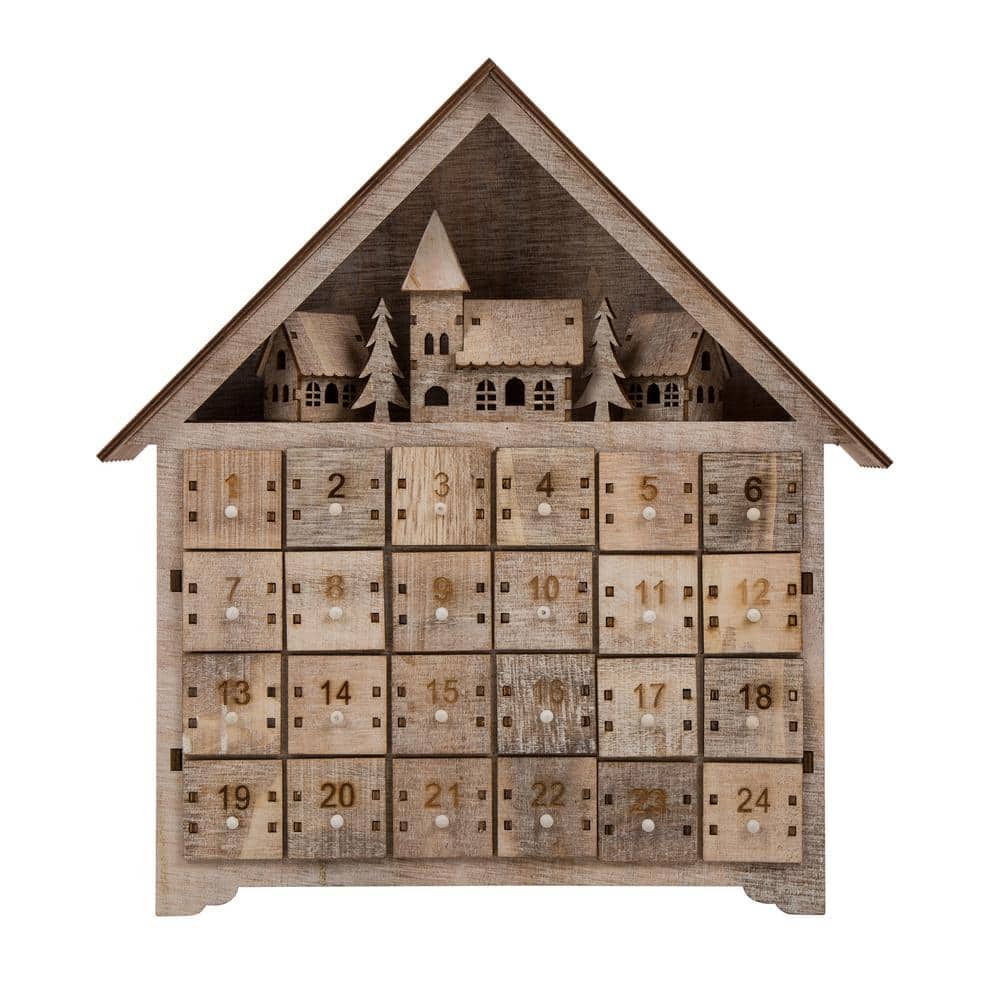 14.17 in. L Wooden LED Countdown Farmhouse - Hercitys