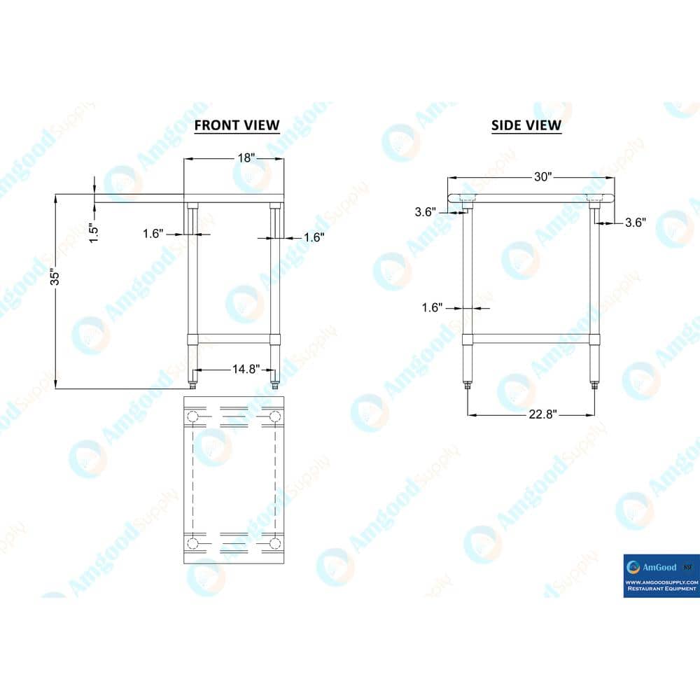 30 in. x 18 in. Stainless Steel Kitchen Utility Table with Adjustable Bottom Shelf - Hercitys