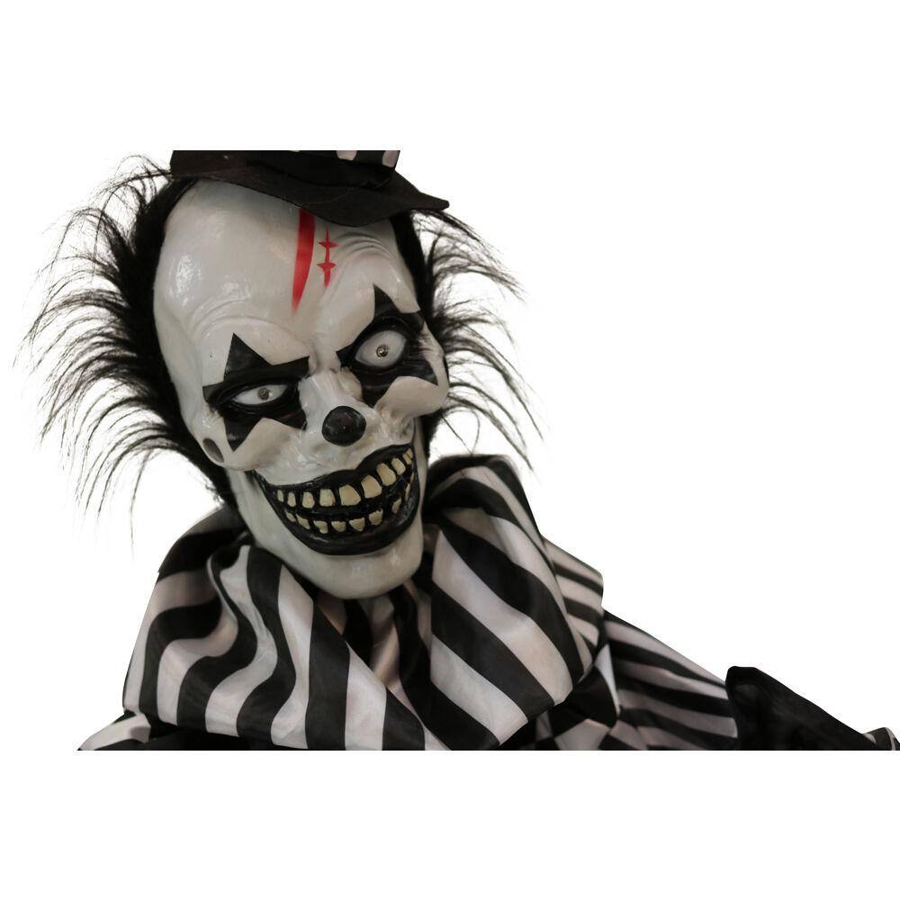 20 in. Battery Operated Poseable Groundbreaker Clown with Red LED Eyes Halloween Prop - Hercitys