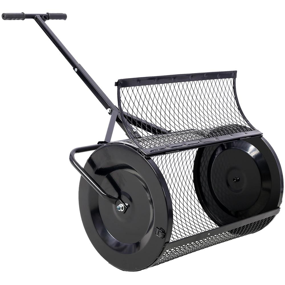 24 in. Black Metal Handle Peat Moss Compost Spreader - Hercitys